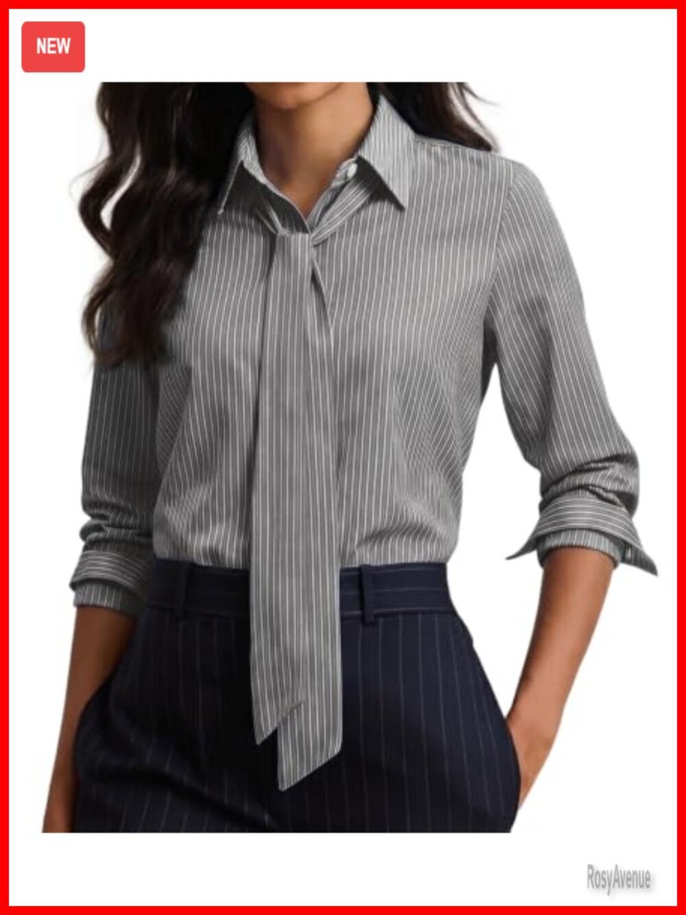 Striped Button Down Shirt Long Sleeve Cotton Blend Women Blouse